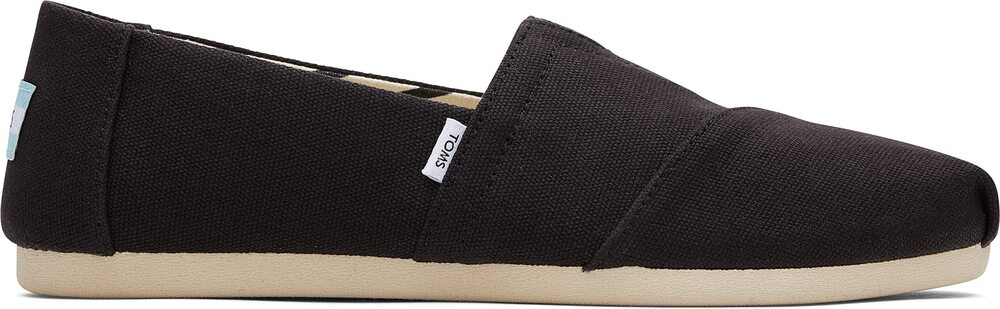 TOMS WOMEN'S ALPARGATA RECYCLED COTTON CANVAS SLIP ON SNEAKER BLACK RECYCLED COT